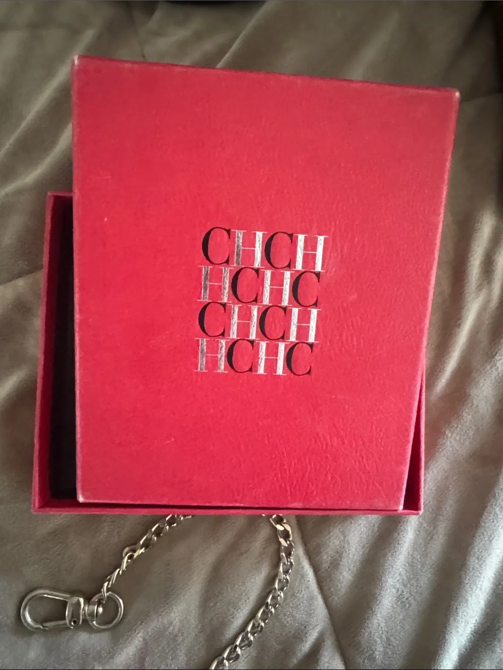 Carolina Herrera Quilted Red Heart Coin Pouch Keychain